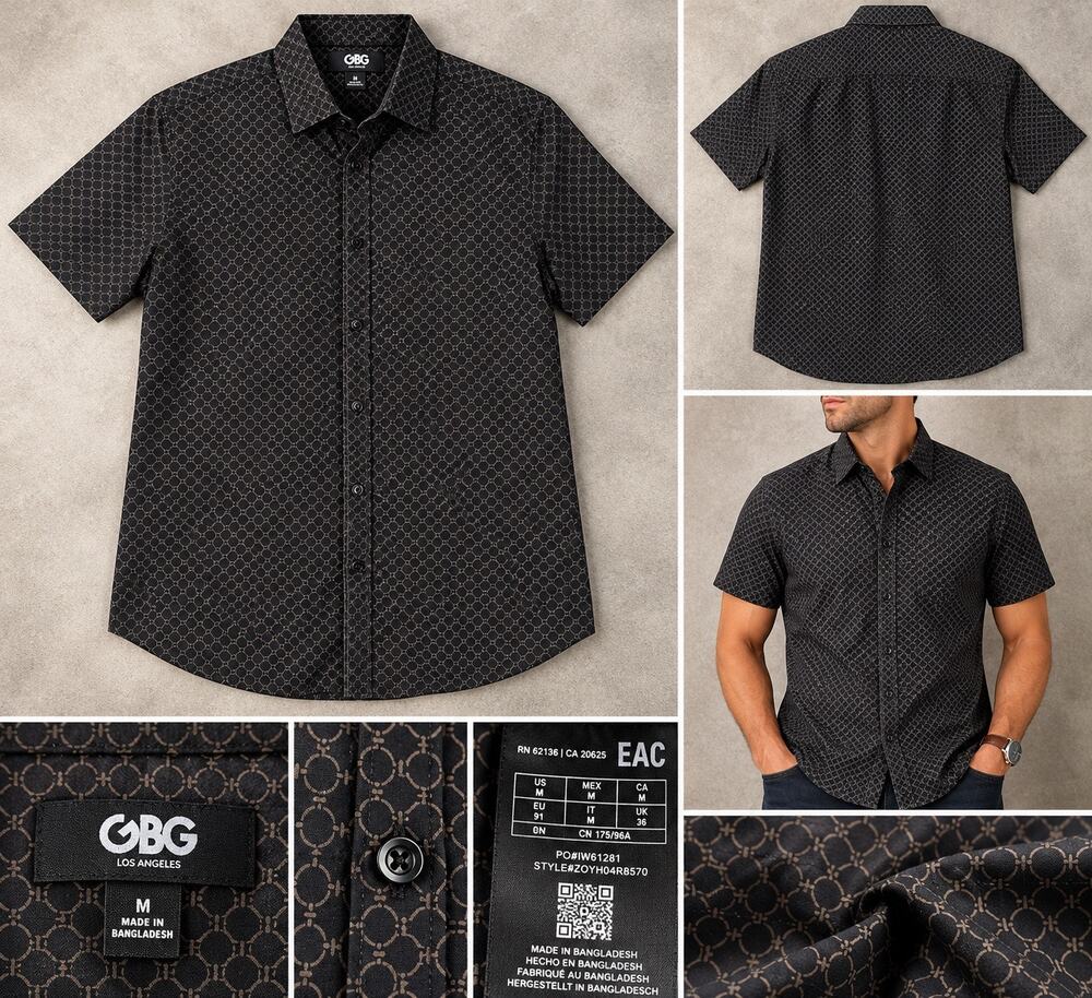 GBG Los Angeles Men’s Geometric Print Short Sleeve Button-Up Shirt